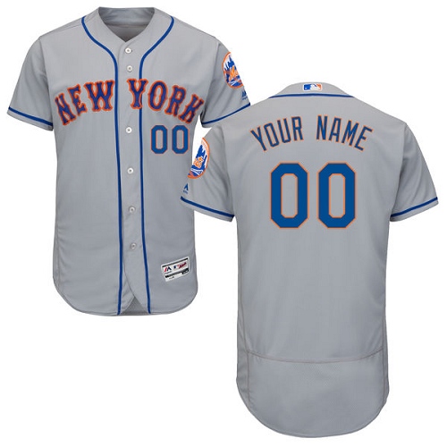 Men's Majestic New York Mets Customized Grey Road Flex Base Authentic Collection MLB Jersey