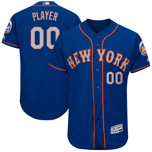 Men's Majestic New York Mets Customized Royal/Gray Alternate Flex Base Authentic Collection MLB Jersey