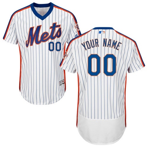 Men's Majestic New York Mets Customized White Alternate Flex Base Authentic Collection MLB Jersey