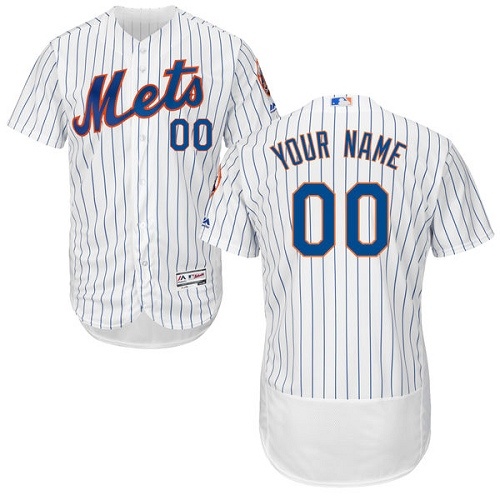 Men's Majestic New York Mets Customized White Home Flex Base Authentic Collection MLB Jersey