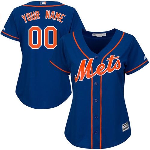 Women's Majestic New York Mets Customized Authentic Royal Blue Alternate Home Cool Base MLB Jersey