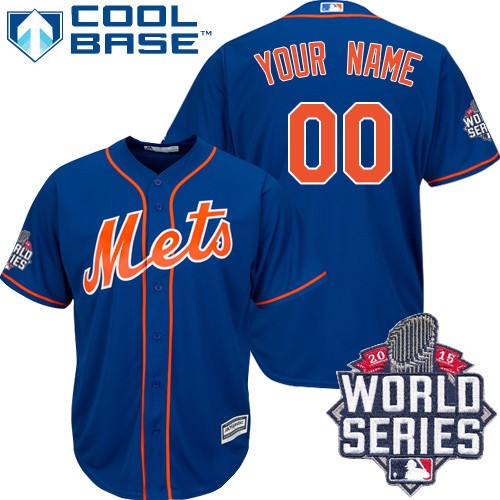 Women's Majestic New York Mets Customized Replica Royal Blue Alternate Home Cool Base 2015 World Series MLB Jersey