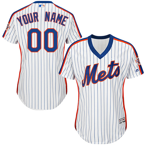 Women's Majestic New York Mets Customized Replica White Alternate Cool Base MLB Jersey