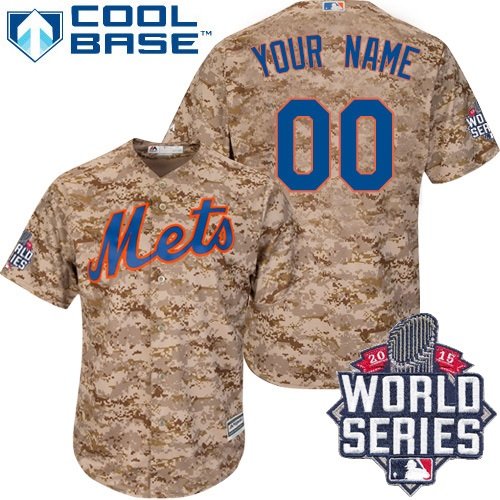 Youth Majestic New York Mets Customized Authentic Camo Alternate Cool Base 2015 World Series MLB Jersey