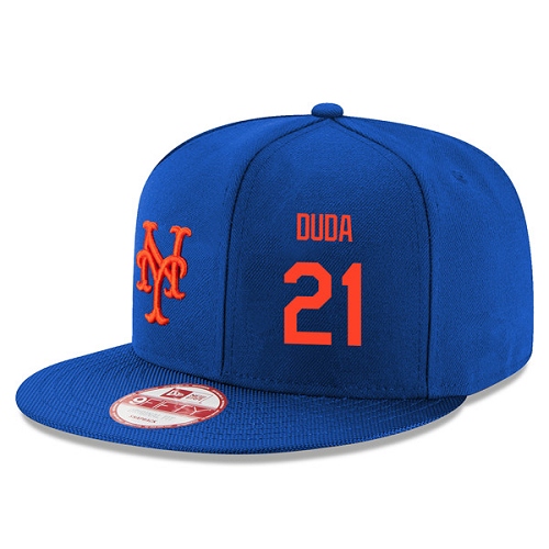 MLB Men's New York Mets #21 Lucas Duda Stitched New Era Snapback Adjustable Player Hat - Royal/Orange