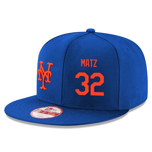 MLB Men's New York Mets #32 Steven Matz Stitched New Era Snapback Adjustable Player Hat - Royal/Orange
