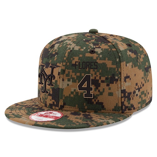 MLB Men's New York Mets #4 Wilmer Flores New Era Digital Camo Memorial Day 9FIFTY Snapback Adjustable Hat