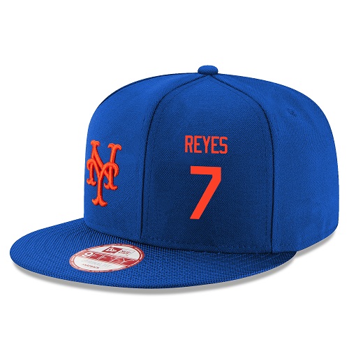 MLB Men's New York Mets #7 Jose Reyes Stitched New Era Snapback Adjustable Player Hat - Royal/Orange