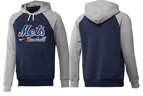 MLB Men's Nike New York Mets Pullover Hoodie - Navy/Grey