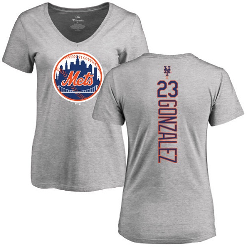 MLB Women's Nike New York Mets #23 Adrian Gonzalez Ash Backer T-Shirt