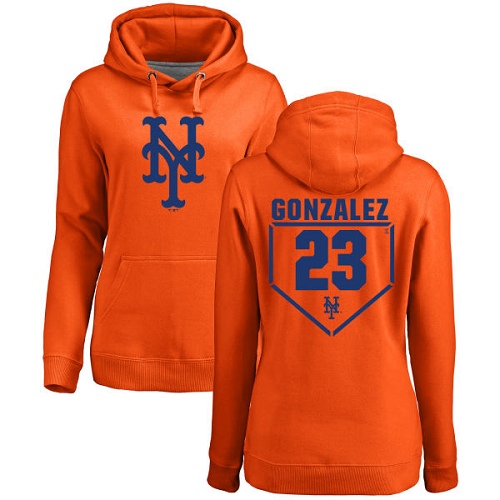MLB Women's Nike New York Mets #23 Adrian Gonzalez Orange RBI Pullover Hoodie