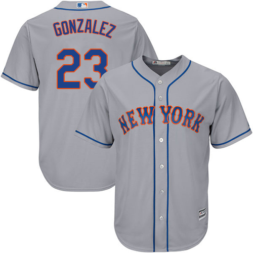 Men's Majestic New York Mets #23 Adrian Gonzalez Replica Grey Road Cool Base MLB Jersey