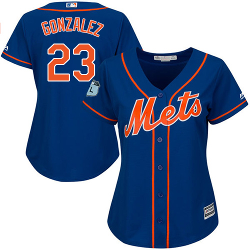 Women's Majestic New York Mets #23 Adrian Gonzalez Authentic Royal Blue Alternate Home Cool Base MLB Jersey