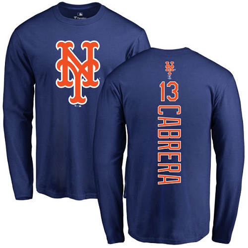 MLB Nike New York Mets #13 Asdrubal Cabrera Royal Blue Backer Long Sleeve T-Shirt