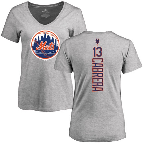 MLB Women's Nike New York Mets #13 Asdrubal Cabrera Ash Backer T-Shirt