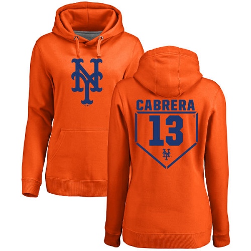 MLB Women's Nike New York Mets #13 Asdrubal Cabrera Orange RBI Pullover Hoodie