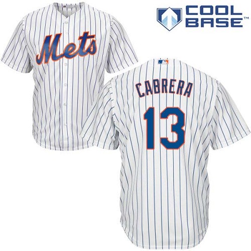 Men's Majestic New York Mets #13 Asdrubal Cabrera Replica White Home Cool Base MLB Jersey