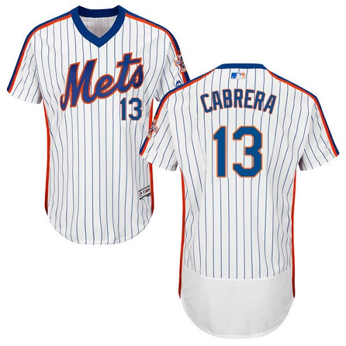 Men's Majestic New York Mets #13 Asdrubal Cabrera White Alternate Flex Base Authentic Collection MLB Jersey