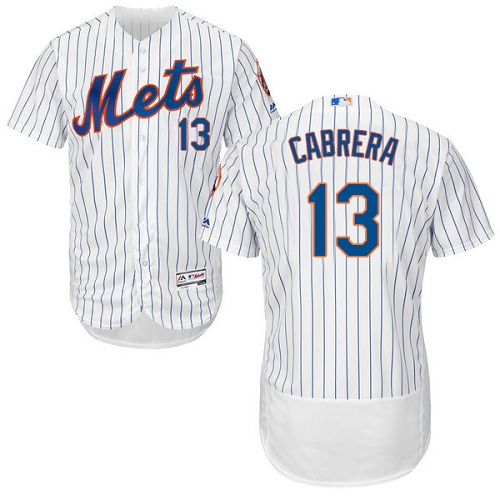 Men's Majestic New York Mets #13 Asdrubal Cabrera White Home Flex Base Authentic Collection MLB Jersey