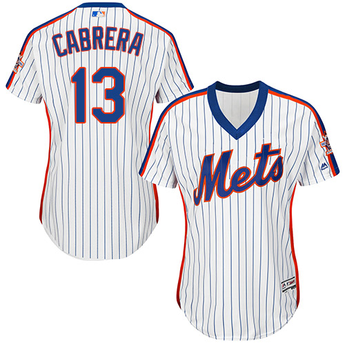 Women's Majestic New York Mets #13 Asdrubal Cabrera Authentic White Alternate Cool Base MLB Jersey