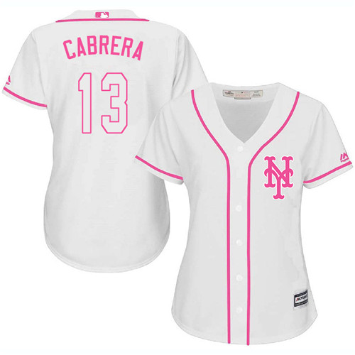 Women's Majestic New York Mets #13 Asdrubal Cabrera Authentic White Fashion Cool Base MLB Jersey