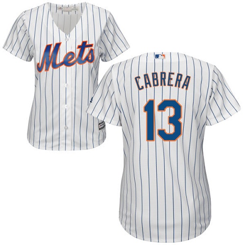 Women's Majestic New York Mets #13 Asdrubal Cabrera Authentic White Home Cool Base MLB Jersey