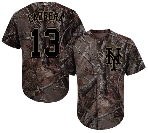 Youth Majestic New York Mets #13 Asdrubal Cabrera Authentic Camo Realtree Collection Flex Base MLB Jersey
