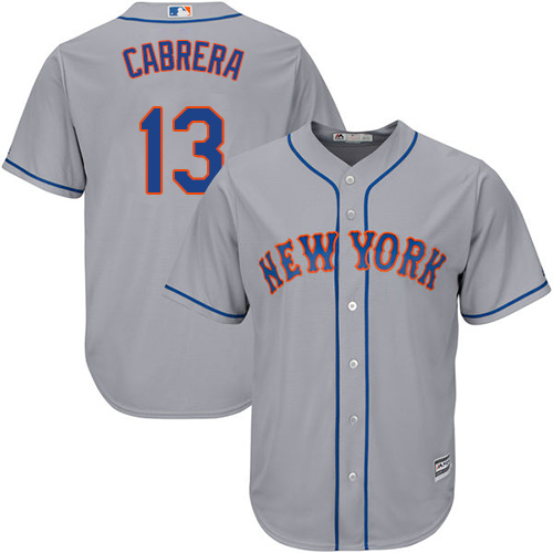 Youth Majestic New York Mets #13 Asdrubal Cabrera Authentic Grey Road Cool Base MLB Jersey