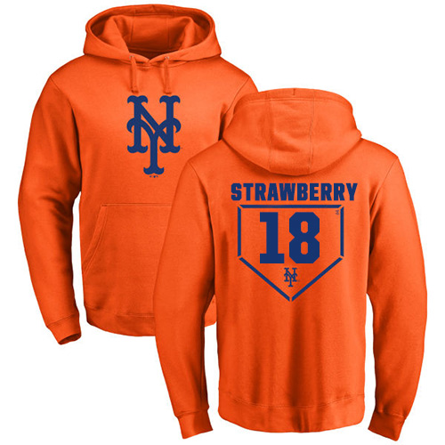 MLB Nike New York Mets #18 Darryl Strawberry Orange RBI Pullover Hoodie