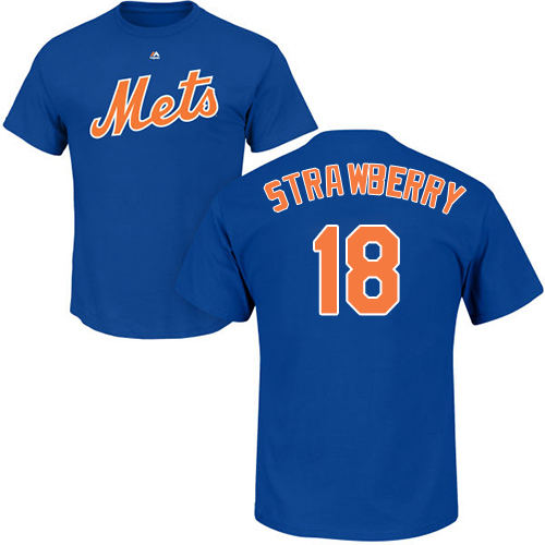 MLB Nike New York Mets #18 Darryl Strawberry Royal Blue Name & Number T-Shirt