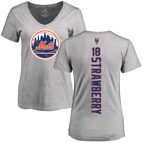 MLB Women's Nike New York Mets #18 Darryl Strawberry Ash Backer T-Shirt