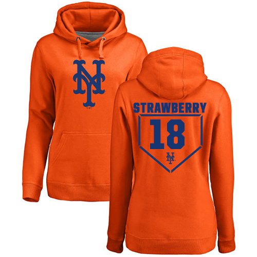 MLB Women's Nike New York Mets #18 Darryl Strawberry Orange RBI Pullover Hoodie