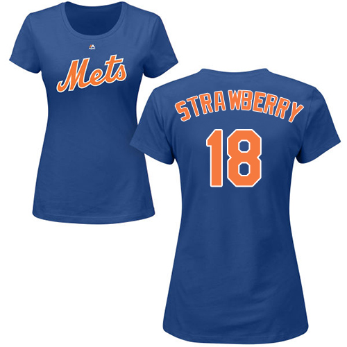 MLB Women's Nike New York Mets #18 Darryl Strawberry Royal Blue Name & Number T-Shirt