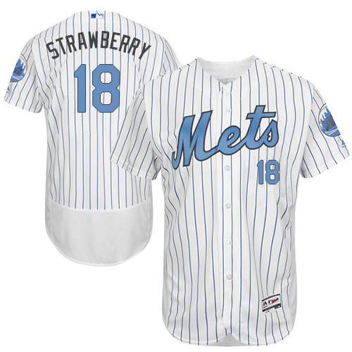 Men's Majestic New York Mets #18 Darryl Strawberry Authentic White 2016 Father's Day Fashion Flex Base MLB Jersey