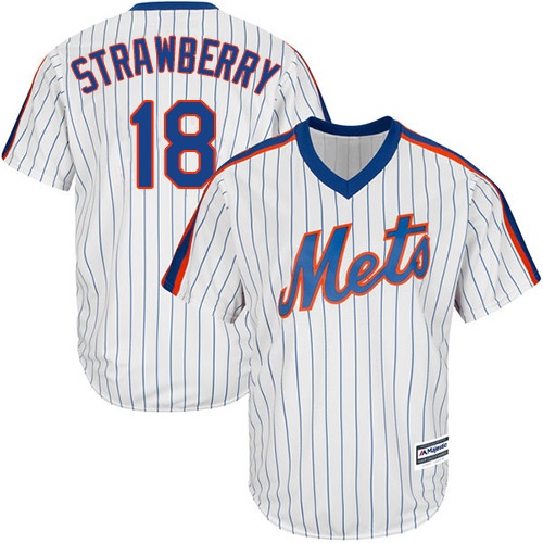 Men's Majestic New York Mets #18 Darryl Strawberry Replica White Alternate Cool Base MLB Jersey