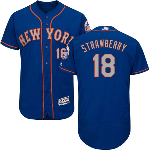 Men's Majestic New York Mets #18 Darryl Strawberry Royal/Gray Alternate Flex Base Authentic Collection MLB Jersey