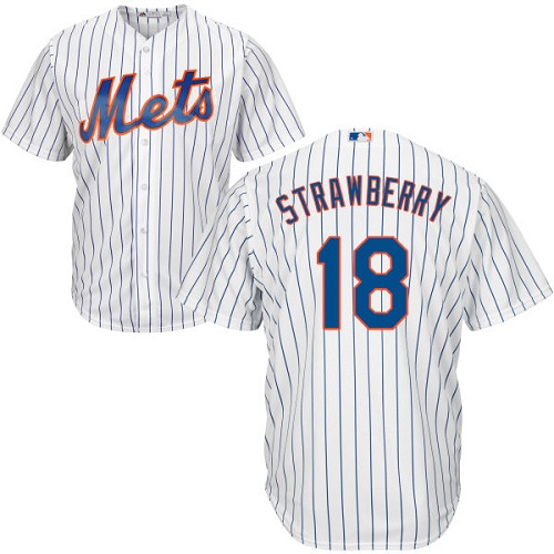Youth Majestic New York Mets #18 Darryl Strawberry Authentic White Home Cool Base MLB Jersey