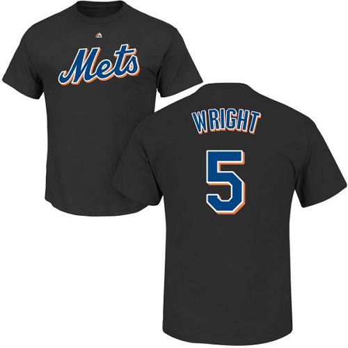 MLB Nike New York Mets #5 David Wright Black Name & Number T-Shirt