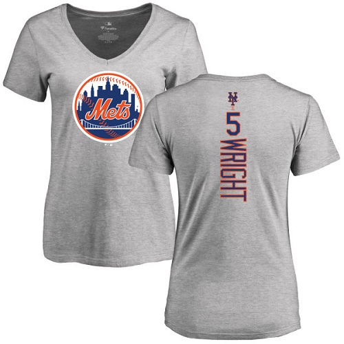 MLB Women's Nike New York Mets #5 David Wright Ash Backer T-Shirt