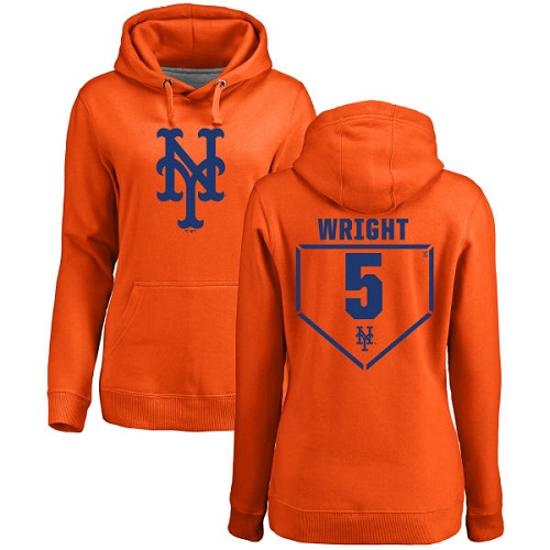 MLB Women's Nike New York Mets #5 David Wright Orange RBI Pullover Hoodie