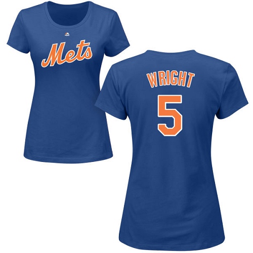 MLB Women's Nike New York Mets #5 David Wright Royal Blue Name & Number T-Shirt