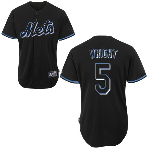 Men's Majestic New York Mets #5 David Wright Authentic Black Fashion MLB Jersey