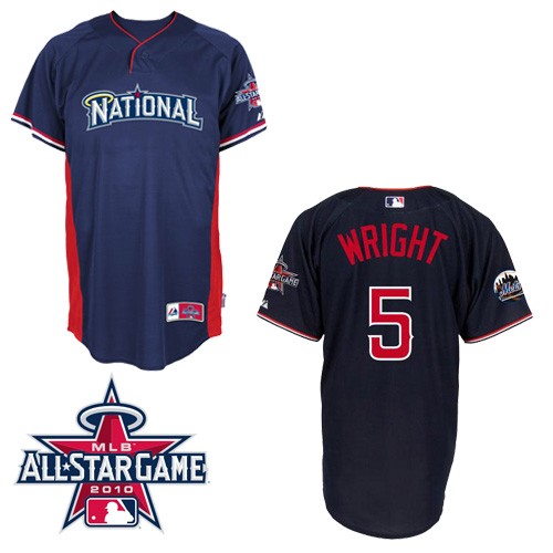 Men's Majestic New York Mets #5 David Wright Authentic Blue National League 2010 All-Star BP MLB Jersey