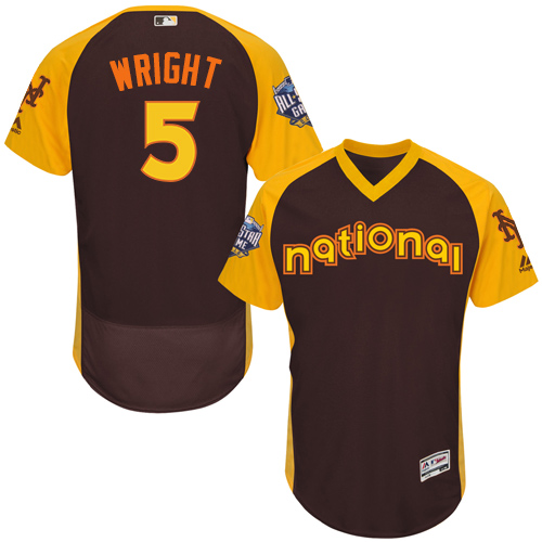 Men's Majestic New York Mets #5 David Wright Brown 2016 All-Star National League BP Authentic Collection Flex Base MLB Jersey