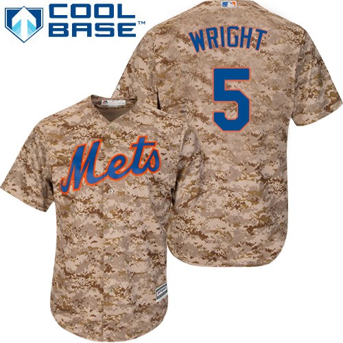 Men's Majestic New York Mets #5 David Wright Replica Camo Alternate Cool Base MLB Jersey