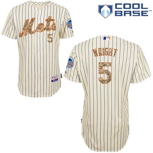 Men's Majestic New York Mets #5 David Wright Replica Cream USMC Cool Base MLB Jersey