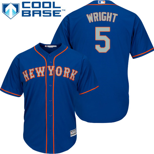 Men's Majestic New York Mets #5 David Wright Replica Royal Blue Alternate Road Cool Base MLB Jersey