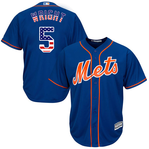 Men's Majestic New York Mets #5 David Wright Replica Royal Blue USA Flag Fashion MLB Jersey