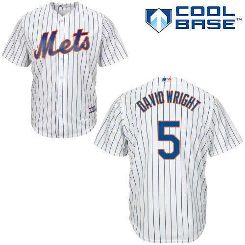 Men's Majestic New York Mets #5 David Wright Replica White Home Cool Base MLB Jersey
