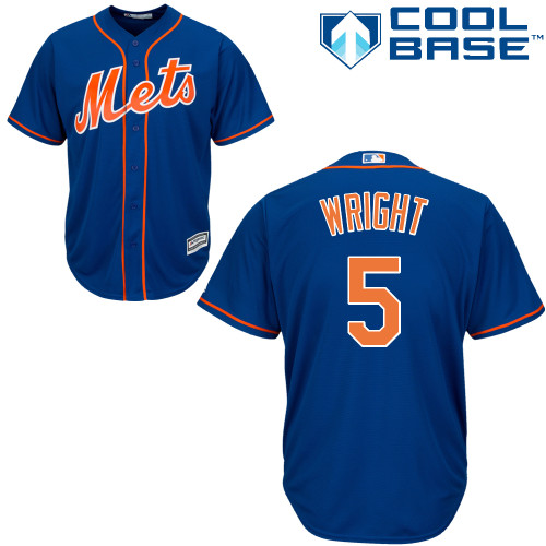 Youth Majestic New York Mets #5 David Wright Authentic Royal Blue Alternate Home Cool Base MLB Jersey